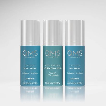 QMS Day & Night 3-Step Core Routine Set Sensitive nappali, éjszakai kollagén és gyümölcssavas hámlasztó érzékeny bőrűeknek